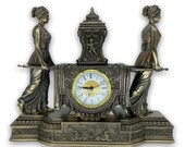 Women Carrying Urn On The Litter Mantel Clock Sculpture Very Detailed Bronze Plated Statue Veronese Design 30cm 11.81inches