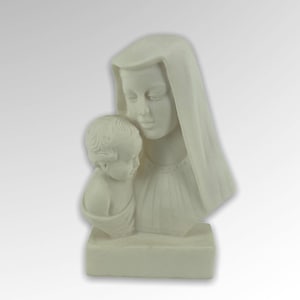 Virgin Mary Holding Baby Jesus Handmade Alabaster Sculpture 17cm/6.69inches