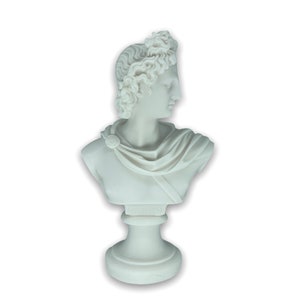 Apollo Greek Roman God Of Music Bust Head Sculpture Handmade Cast Marble Statue 23cm-9.05inches
