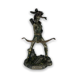 Medusa With Bow Greek Mythological Monstrous Gorgon Bronze Plated Statue Veronese Design Very Detailed 19cm/7.48inches