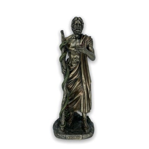 Asclepius Figurine Greek God of Medicine/An Ideal Gift for Doctors/Very Detailed Bronze Plated Sculpture Veronese Design 28cm/11.02inches