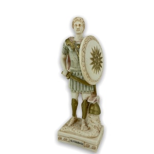 Alexander the Great Greek King of the Ancient Kingdom of Macedonia Cast Marble Sculpture Hand Painted Alabaster Statue 27cm-10.62inches