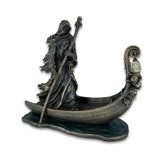 Charon the Ferryman of Hades/Charon the Ferryman Of the Underworld/Very Detailed Sculpture Bronze Plated 26cm-10.23inches(with light)