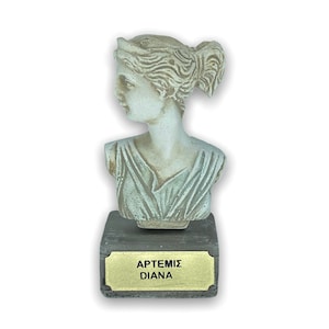 Artemis/Diana Bust-Greek Olympian Goddess of Hunt / Handmade and Hand Painted Casting Stone Figurine / 10cm-3.93inches