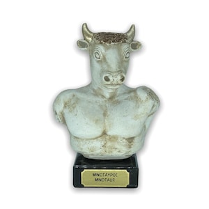 Minotaur Bust / Greek Mythological Creature / Handmade and Hand Painted Casting Stone Figurine 14cm/5.51inches