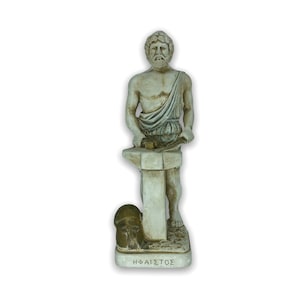 Hephaestus / griechischen olympischen Gott des Feuers und Schmiede / handgefertigt und von Hand bemalt Gießen Stein Skulptur 27cm/10,62Inches