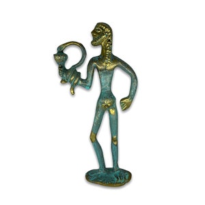 Asclepius Figurine / Greek God of Medicine / Handmde and Hand Painted Solid Bronze Statue 14cm/5.51inches
