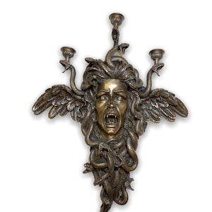Medusa Greek Mythological Monstrous Gorgon Candle Holder/Bronze Plated Very Detailed Wall Hanging Plaque/Veronese Design 62cm-24.40inches