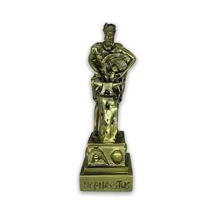Hephaestus griechischen olympischen Gott des Feuers und Schmiede / handgefertigt und von Hand bemalt gegossen Marmor Skulptur 15cm/5,90Inches