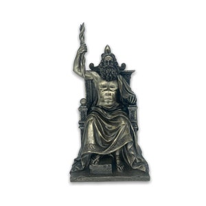 Zeus Enthroned King of the Olympian Greek Gods Very Detailed Bronze Plated Sculpture Veronese Design 32cm/12.59inches