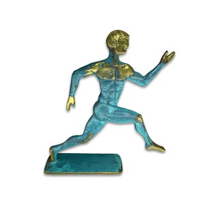 Greek Runner / Ancient Athlete / Handmade and Hand Painted Solid Bronze Statue 15cm/5.90inches