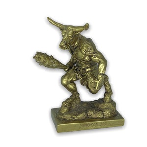 Minotaur Greek Mythological Creature Handmade and Hand painted Alabaster Statue/Cast Marble Sculpture 21cm-8.26inches