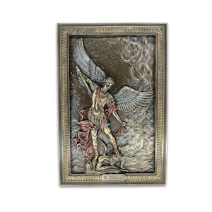Archangel Michael Icon / Orthodox and Catholic Saint Very Detailed Bronze plated Statue Veronese Design 28cm/11.02inches