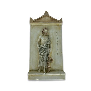 Asclepius Wall Plaque/Ancient Greek God of Medicine/Ideal Gift for Doctor/Handmade and Hand painted Plaster Figurine 32cm/12.59inches