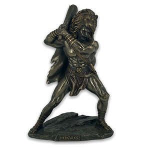 Hercules Greek-Roman Mythological Hero/Son Of Zeus/ Very Detailed Sculpture Bronze Plated Veronese Design Statue 26cm/10.23inches