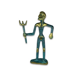 Poseidon / Greek God of the Sea / Handmade and Hand Painted Solid Bronze Figurine 12cm/4.72inches