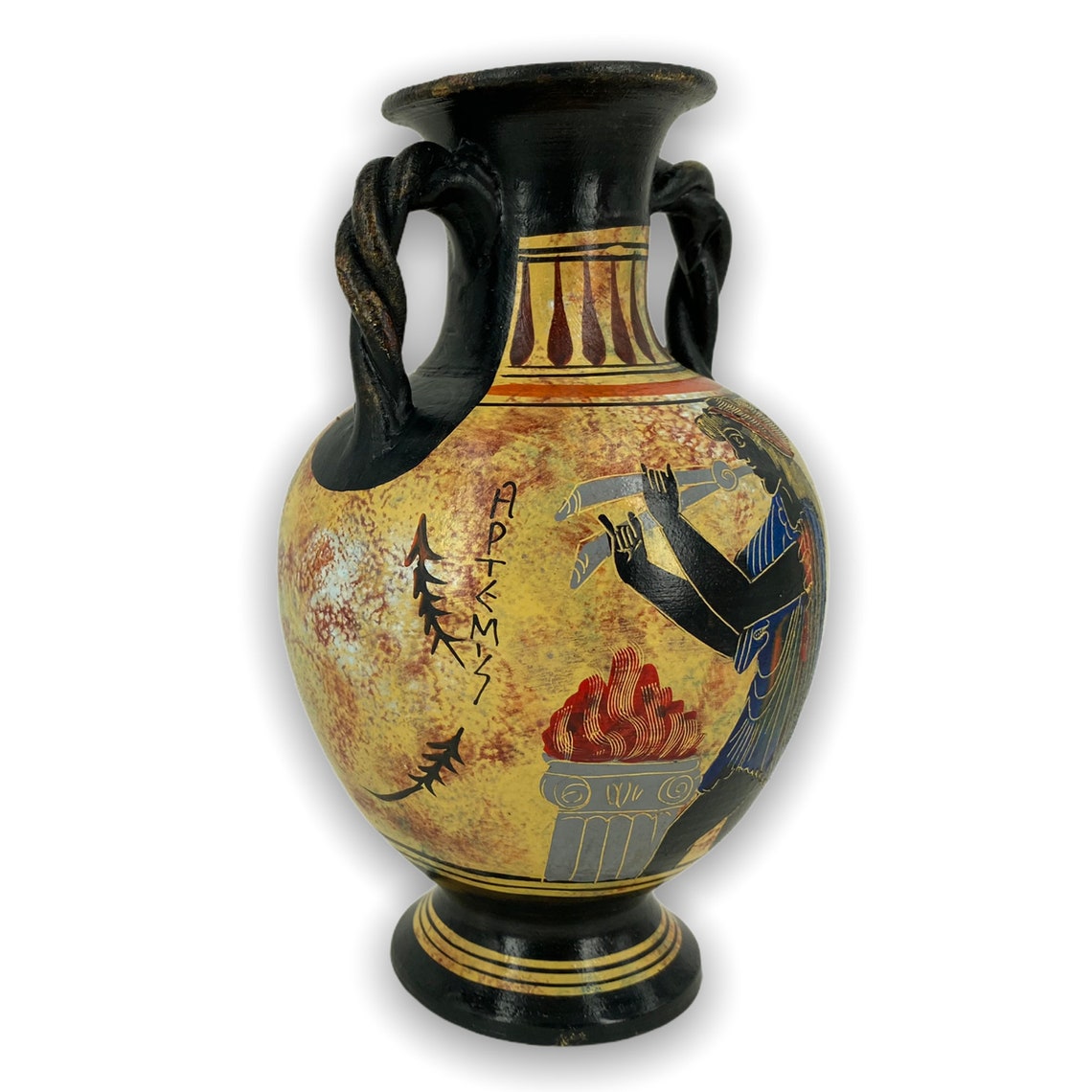 Greek Terracotta Vase With Greek Goddess ARTEMIS Handmade and Etsy