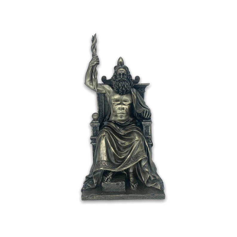 Zeus Enthroned King of the Olympian Greek Gods Very Detailed Bronze Plated Sculpture Veronese Design 32cm/12.59inches