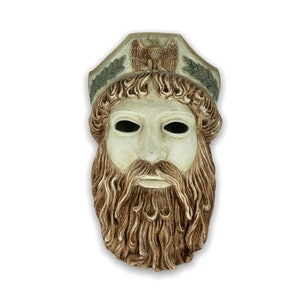 Zeus Wall Mask King of the Greek Olympian Gods Handmade and Hand Painted Plaster Sculpture 29cm/11.41inches Wall Decor
