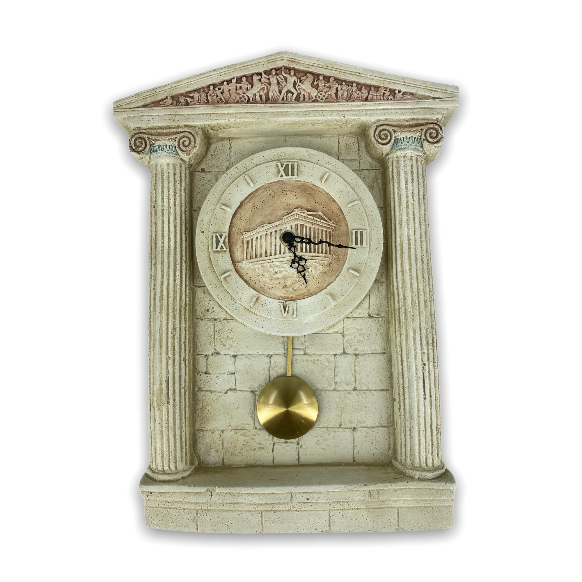 Clock With Greek Columns and Parthenon / Handmade and Hand Etsy