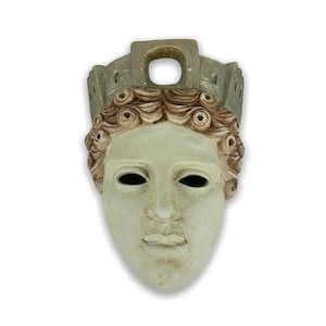 Tyche Wall Mask / Greek Goddess of Fortune / Handmade and Hand Painted Casting stone Sculpture 27cm-10.62inches Wall Decor