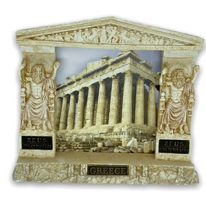 Zeus Enthroned King of the Greek Gods of Olympus / Photo Frame / Handmade and Hand Painted Plaster Statue 14cm-5.51inches