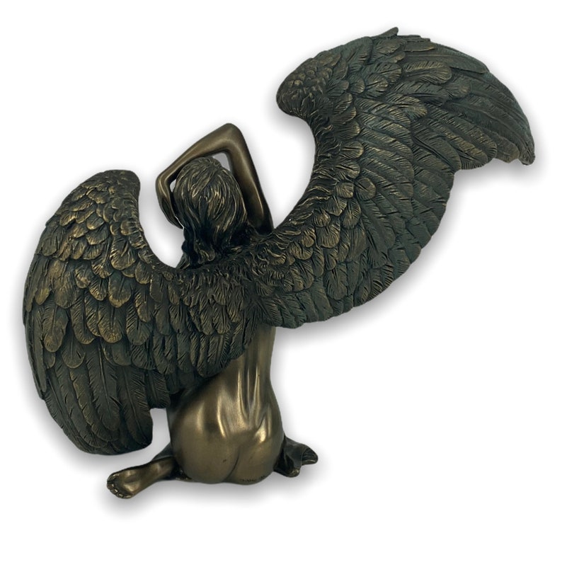Woman Angel Sculpture,Supernatural BeingNude Art Very Detailed Bronze Plated Veronese Design Statue 17cm6.69inches