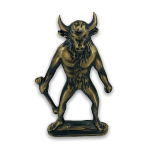 Minotaur Greek Mythological Creature Handmade Solid Bronze Statue 12cm-4.72inches Gold Patina