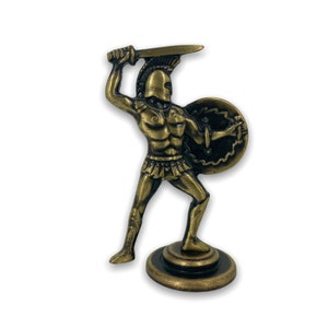 Achille Statua di bronzo fatta a mano 10cm Patina oro/nero