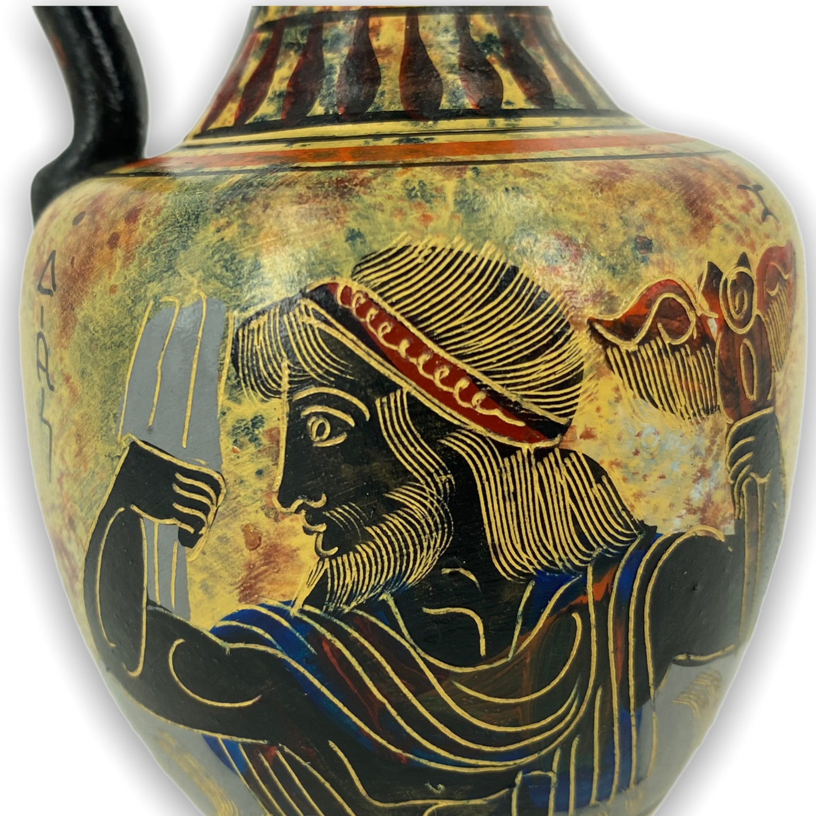 Greek Terracotta Vase With Greek God ZEUS Handmade and Hand Etsy
