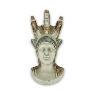 Athena/Minerva Wall Mask Greek Roman Olympian Goddess of Wisdom/Handmade and Hand painted Plaster Sculpture 32cm/12.59inches - Wall Decor