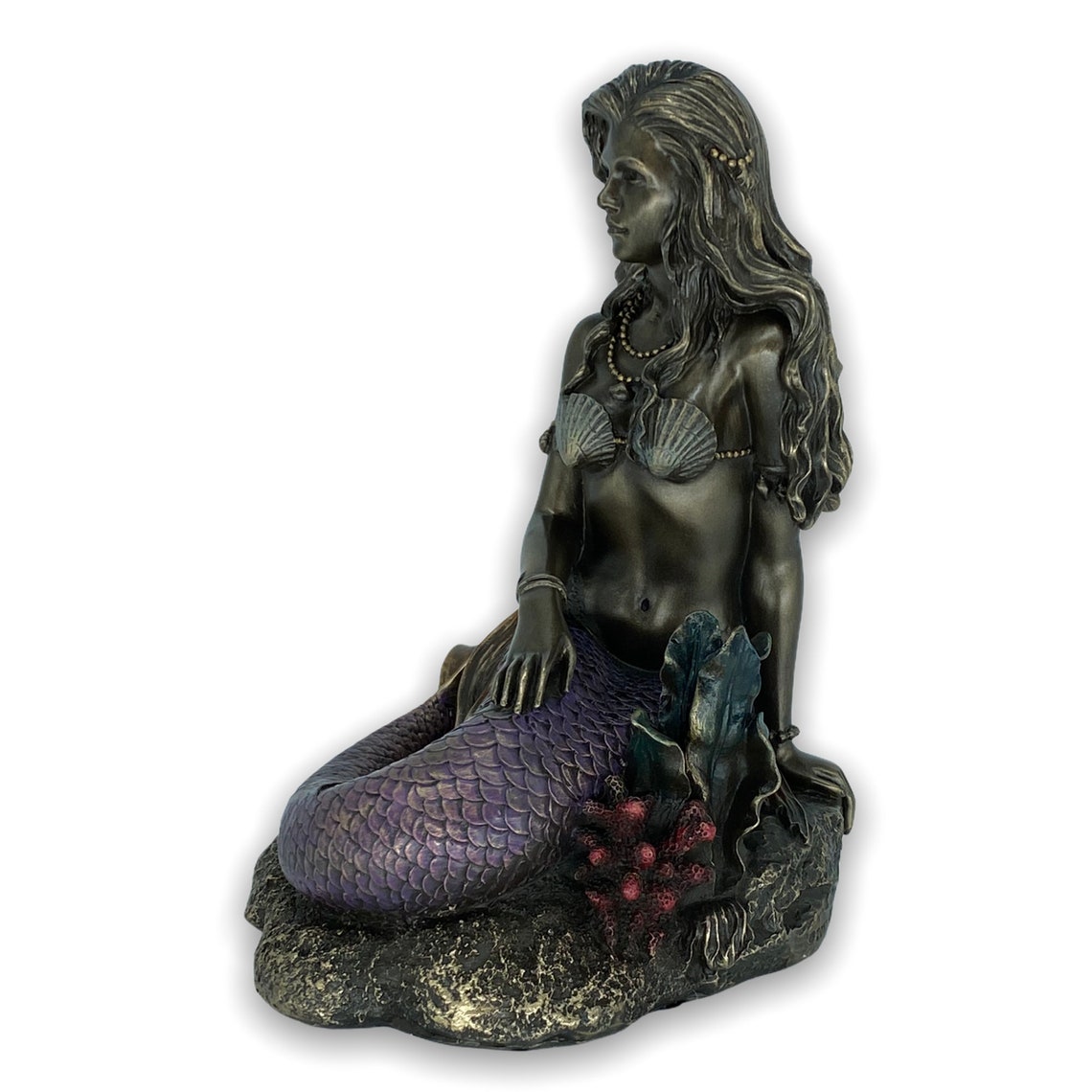 Mermaid Sculpture Bronze Plated Figurine Woman | Etsy