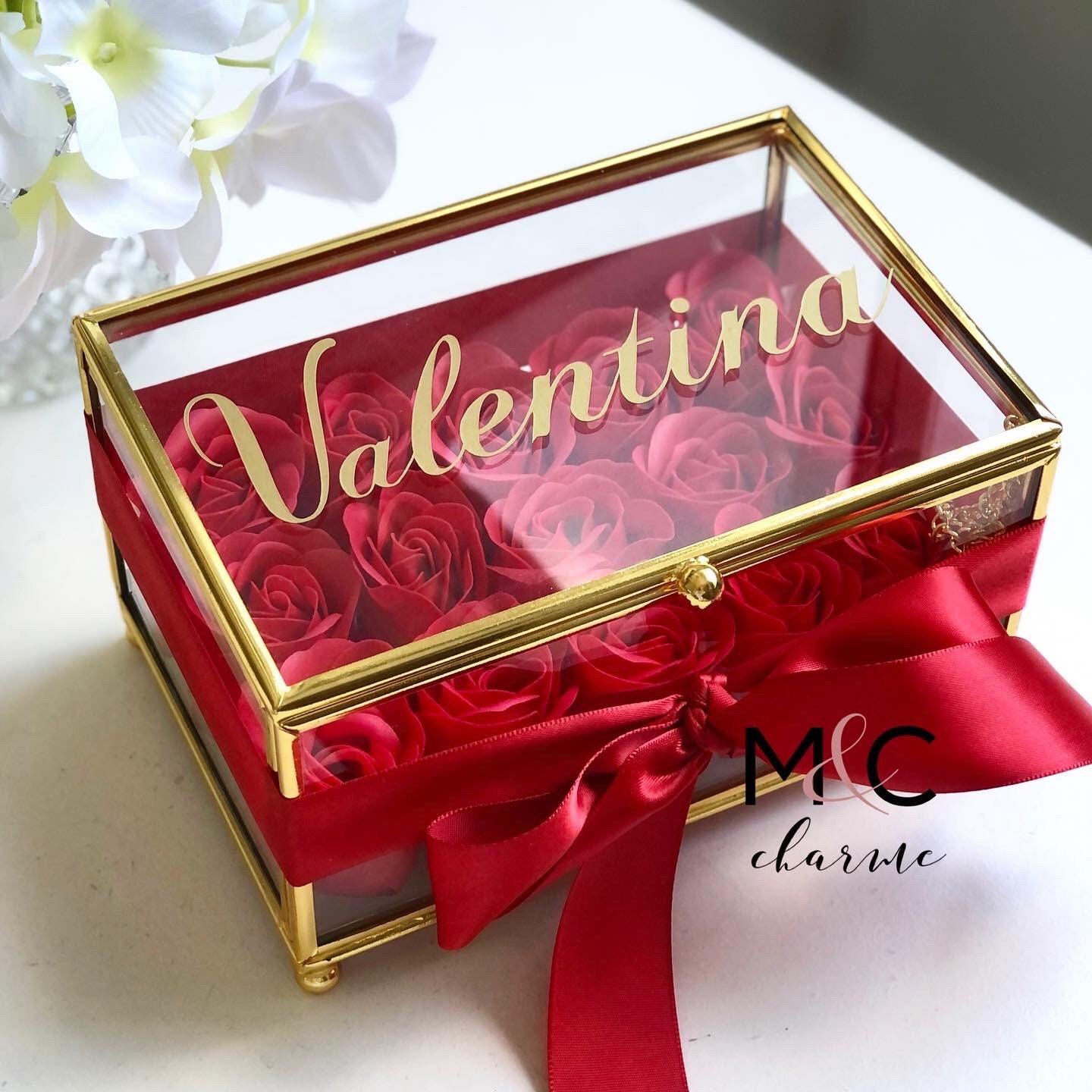 Boîte Or en Verre Personnalisé