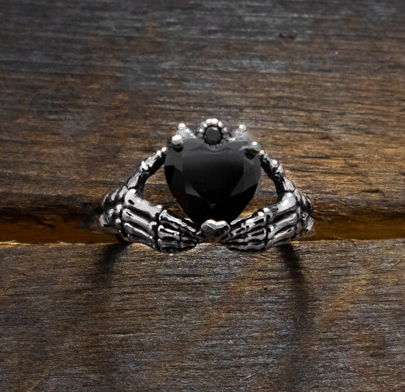 Gothic engagement ring Claddagh ring Skeleton engagement Etsy