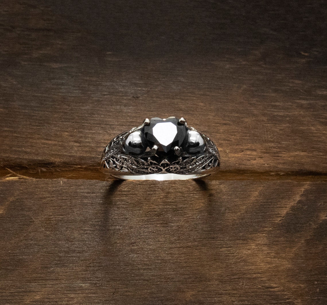 Diamond Skeleton Promise Ring Gothic Ring Skull Engagement Etsy