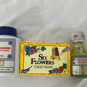Six Flowers Powder(30g), Oil Perfume and Soap Bundle