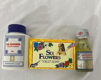Six Flowers Powder(30g), Oil Perfume and Soap Bundle
