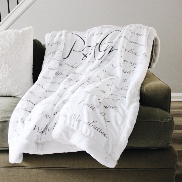 PRE-ORDER: Edenia Christian Throw Blanket Psalm 91 Scripture | Soft, Luxurious Faux Fur