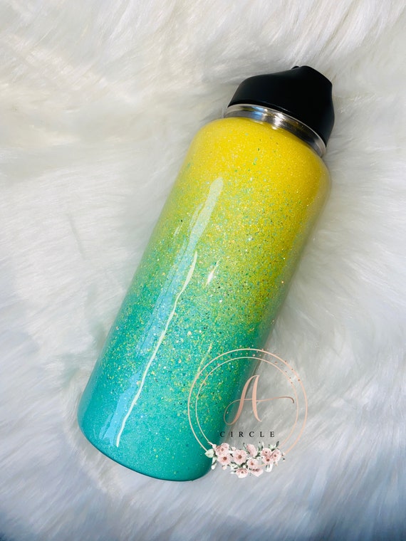 20oz Cyan Glitter Sublimation Tumbler Vacuum Insulated Water Bottle