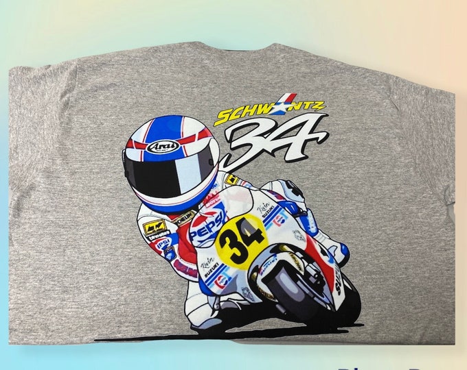 Featured listing image: The Iconic Kevin Schwantz  Moto Gp Legend - cartoon T shirt