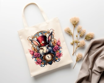 The White Rabbit, Alice in Wonderland , Tote Bag