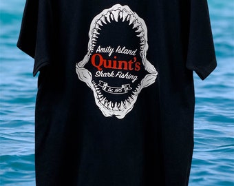 Quints Shark Fishing Jaws Retro T shirt