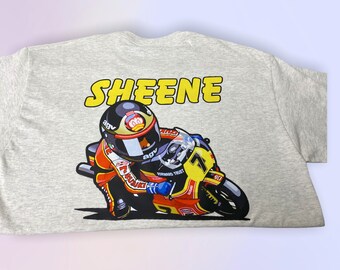 The Iconic Barry Sheene Moto GP Legend Cartoon T-shirt