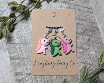 T-Rex Dinosaur Stitch Markers Set, Progress Keepers, Place Marker, Snag Free Stitch Markers, Knitting tools, Crochet supplies, gift for mom