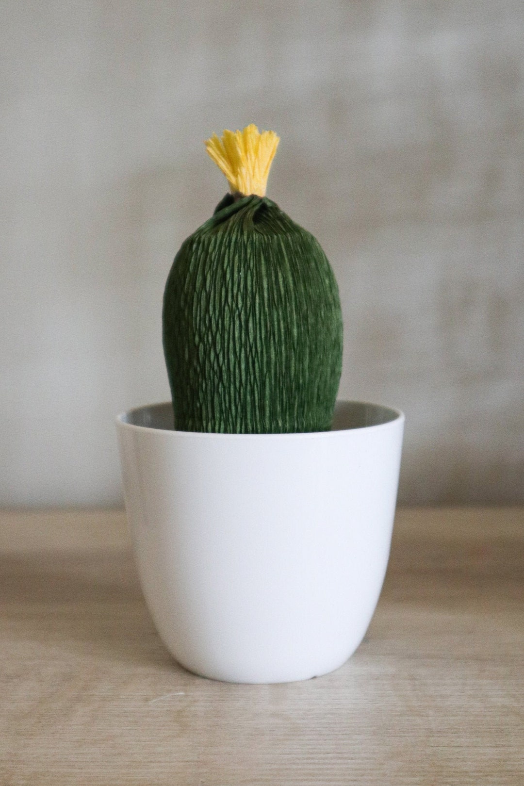Crepe Paper Cactus Plant Yellow Flower Office Desk Plant Etsy
