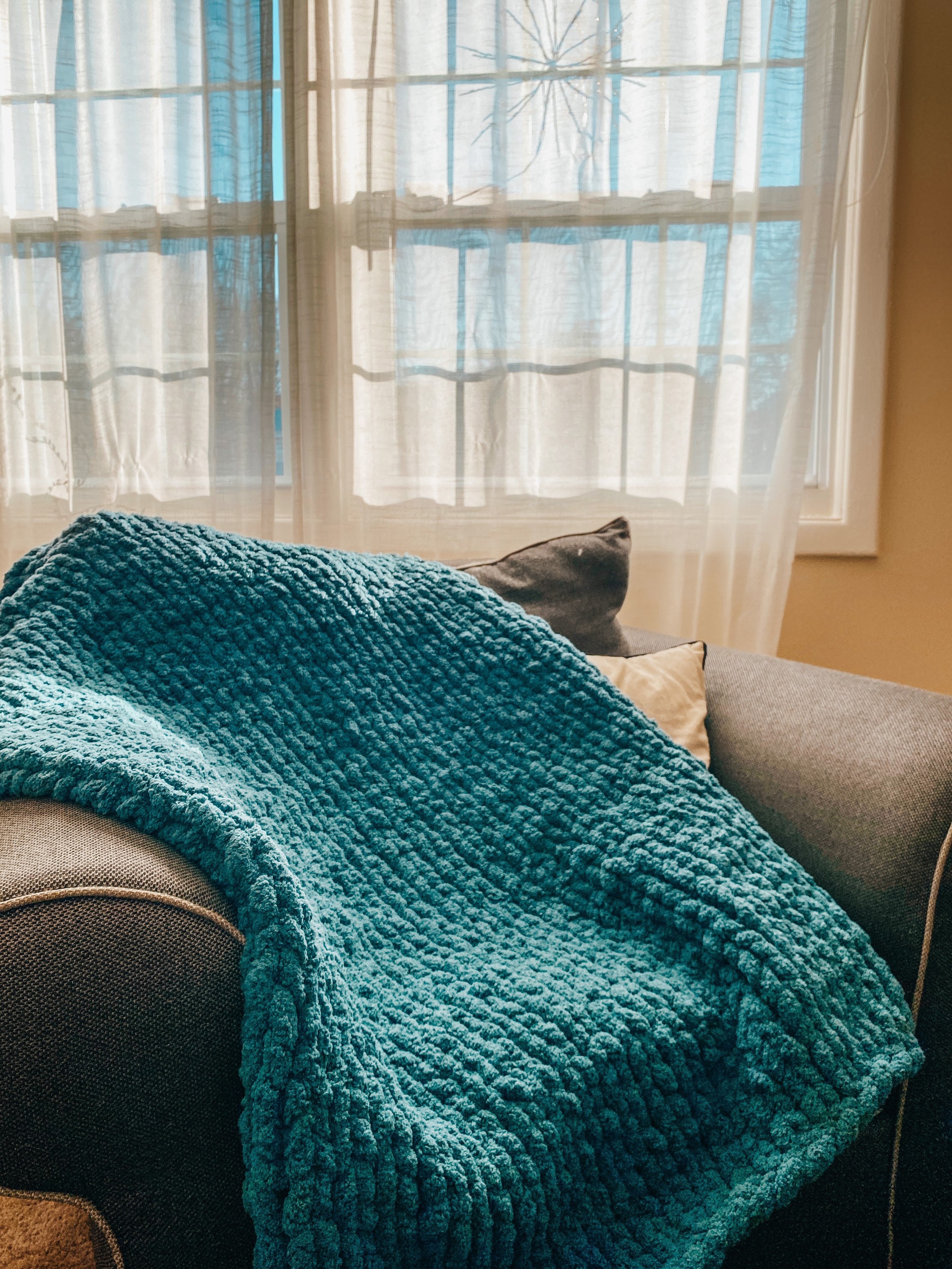 Chunky Knit Blanket Chenille Yarn Blanket Custom Made Etsy