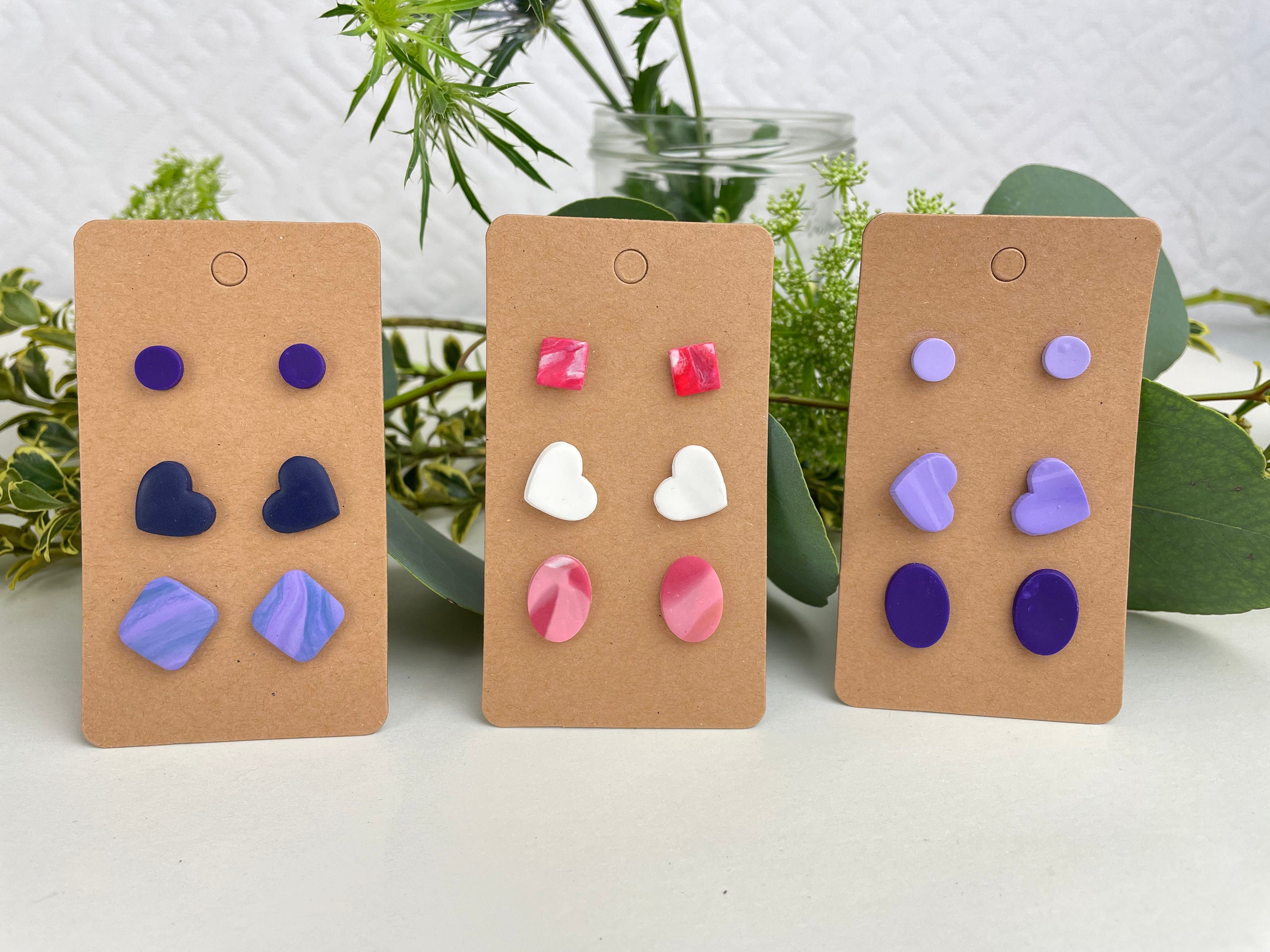 Polymer Clay handmade stud earrings studs hearts Etsy