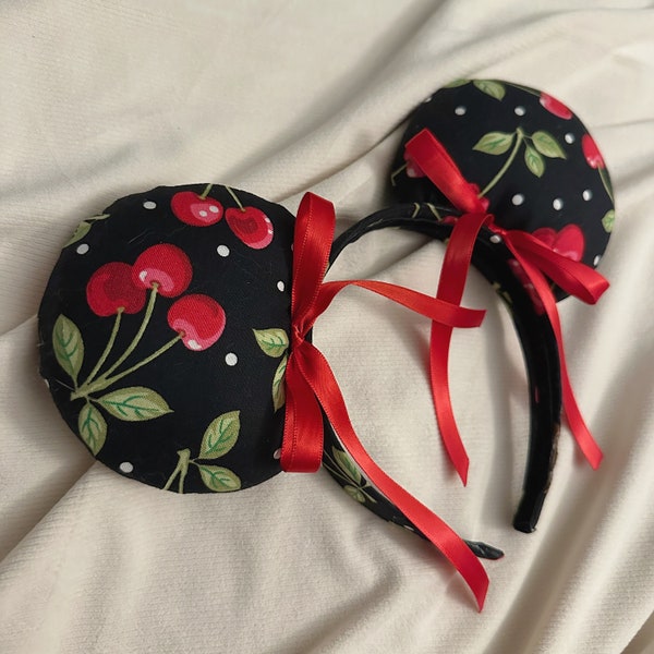 Cherry Wine Mouse Ears / Minnie Mouse Ears / Cherry Mouse Ears / Coquette Bows
