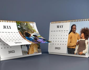 Mini Desk Photo Calendar 2025 - Editable Canva Template | Personalized Photo Calendar 5 x 7 In | Desk Calendar 2025 | Custom Calendar 2025