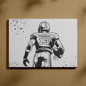 Personalized American Football Wall Art Print | Canva Template | Personalized Football Print | Football Player Gift | Custom Football Poster